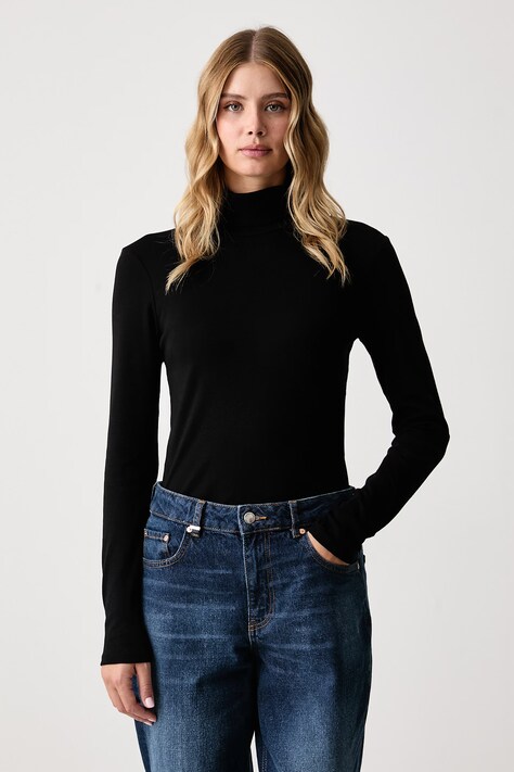 United Colors of Benetton Longsleeve damski bawełniany czarny 3GA8E2224