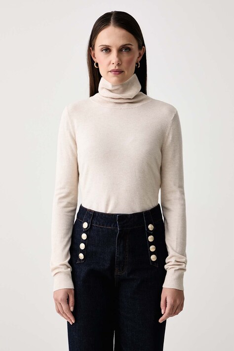 Gaudi Sweter damski z wiskozą beżowy 621BD53079