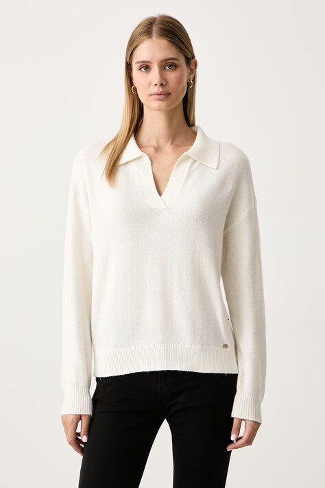 Gaudi Sweter damski z dodatkiem wełny beżowy 621BD53044
