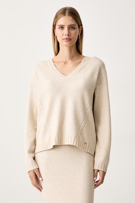 Gaudi Sweter damski z wiskozą beżowy 621BD53001