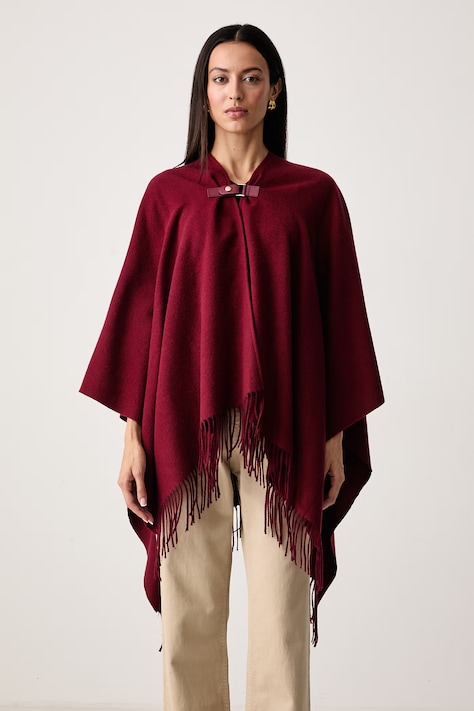 United Colors of Benetton Poncho pentru femei cu amestec de lână burgund 6E1YVU00M
