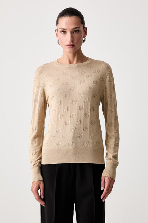 Armani Exchange sweter damski z wiskozą beżowy XW002875 AF16620