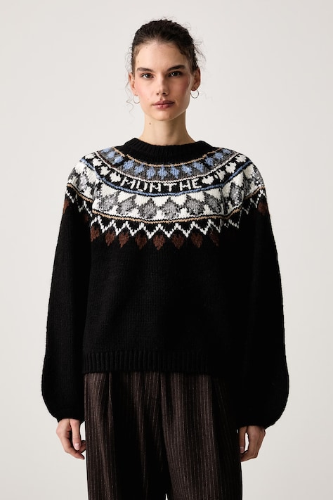 MUNTHE Sweter damski z dodatkiem wełny VAFFIE czarny 263161326374