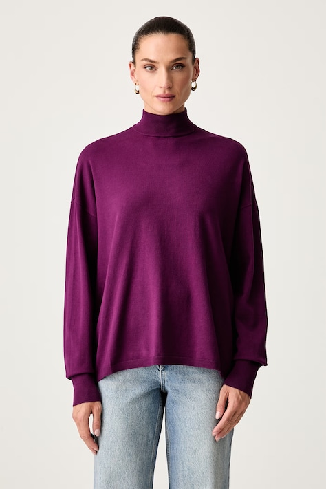 Trussardi sweter damski z wiskozą fioletowy M7336001123N