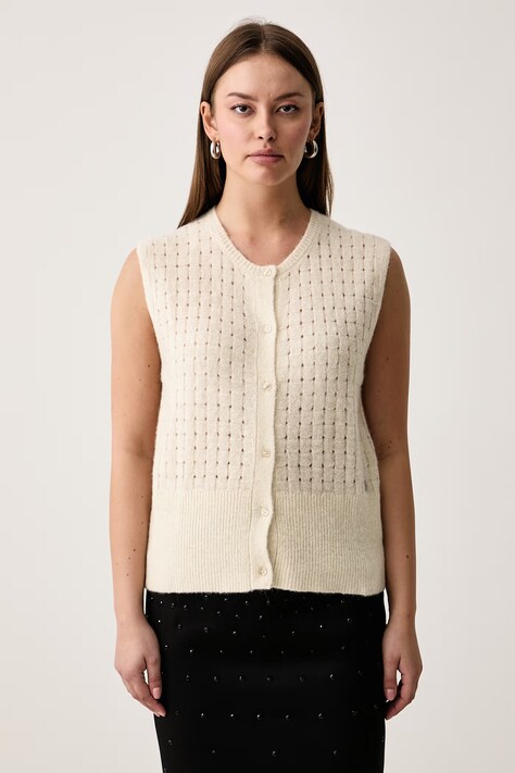 Trussardi Kamizelka damska z dodatkiem jedwabiu beżowa M0416001290N