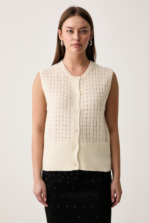 Trussardi Kamizelka damska z dodatkiem jedwabiu beżowa M0416001290N