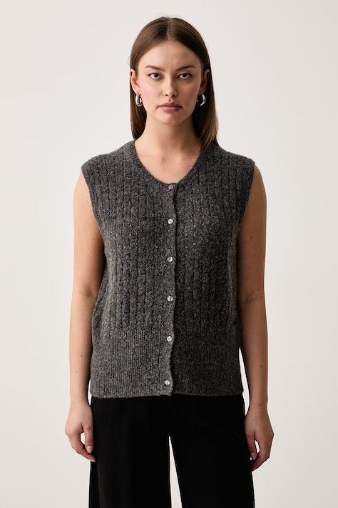 Trussardi Kamizelka damska z dodatkiem jedwabiu szara M0416001290N