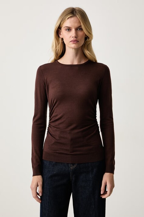 Trussardi Sweter damski wełniany brązowy M0196001266N