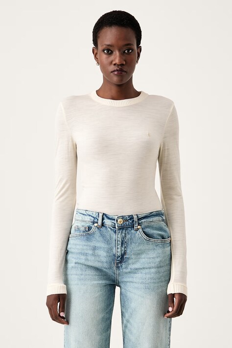Trussardi Longsleeve damski wełniany beżowy G0096000302N