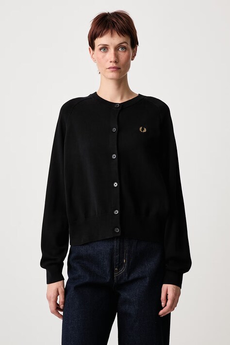 Fred Perry Kardigan damski bawełniany czarny K3141