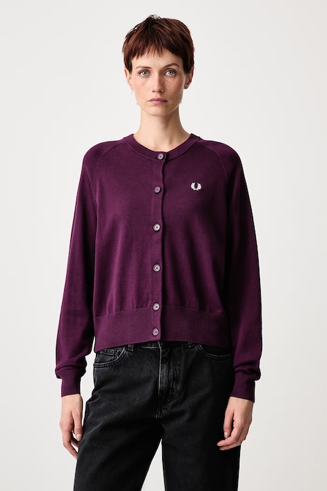 Fred Perry Kardigan damski bawełniany fioletowy K3141
