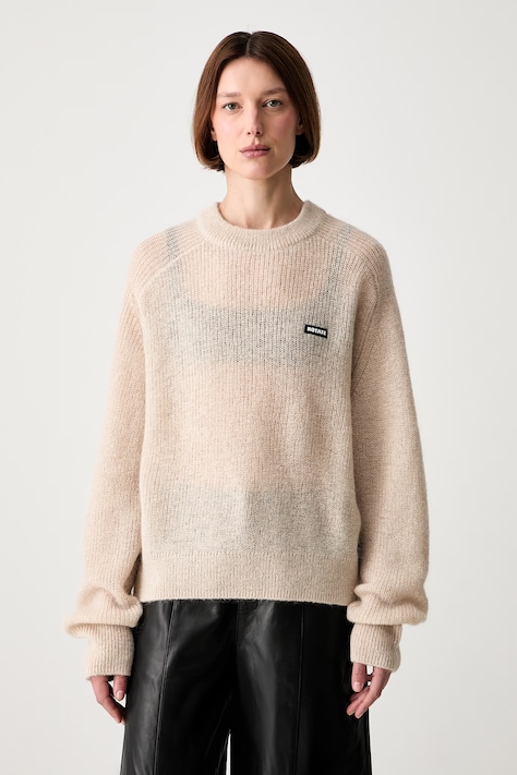 Rotate LIGHT KNIT LOGO sweter z wełną damski beżowy 1161911676