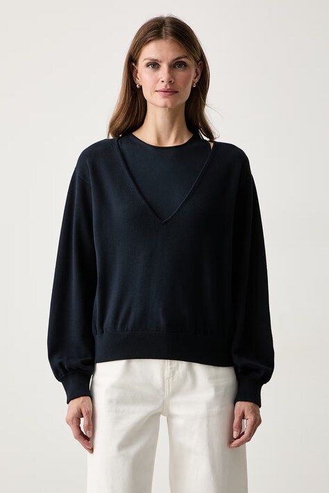 MM by Max Mara Svetr dámský s viskózou MMLOTTONE námořnický modrý 2626386017600