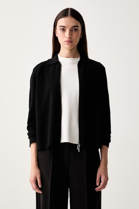 MM by Max Mara sweter rozpinany damski wełniany MMLSNACK czarny 2626346017600
