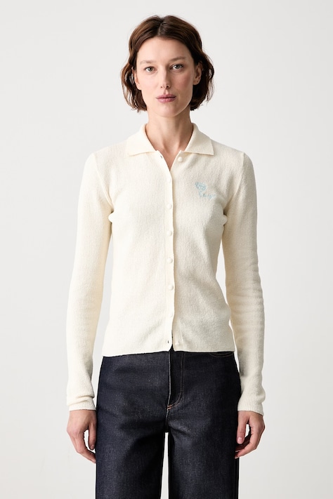Kenzo kardigan z bawełną damski beżowy FG62CA7543EL