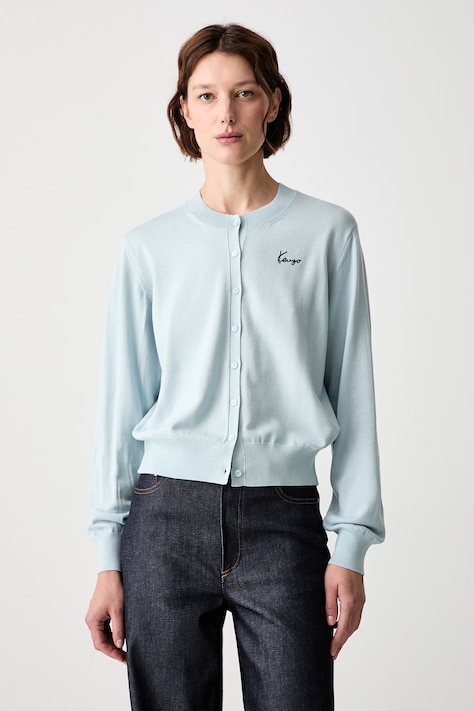 Kenzo kardigan wełniany damski niebieski FG62CA7633LB