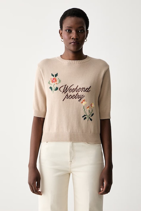 Weekend Max Mara светр з короткими рукавами жіночий з бавовною WKDFIACRE коричневий 2625366191600