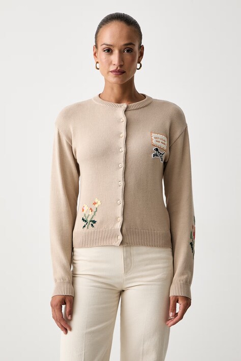Weekend Max Mara kardigan damski z bawełną WKDTEIERA beżowy 2625346041600