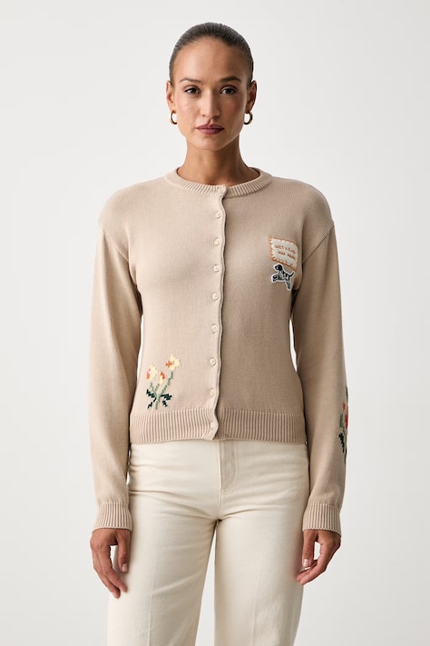 Weekend Max Mara kardigán dámsky s bavlnou WKDTEIERA béžový 2625346041600
