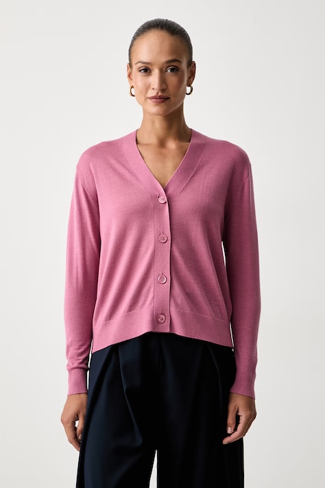 Weekend Max Mara kardigan damski z wełną WKDTORRE różowy 2625346031600
