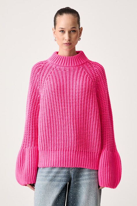 Essentiel Antwerp Sweter damski z wełną Kristian różowy Kristian.HM34