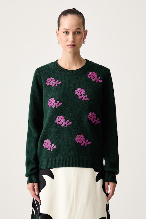 Essentiel Antwerp Sweter damski wełniany Korine zielony Korine.K3FW