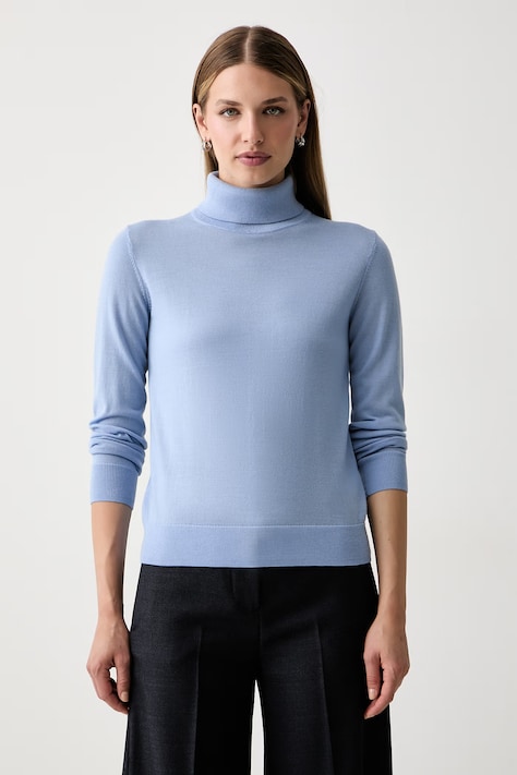 Gant pulover cu guler înalt de damă din lână albastru 4800301