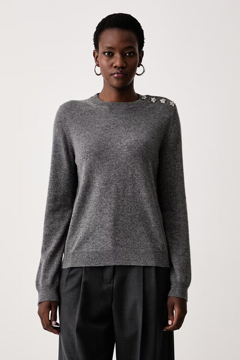 Zadig&Voltaire Πουλόβερ γυναικείο κασμίρι CARA γκρί KWSW03037