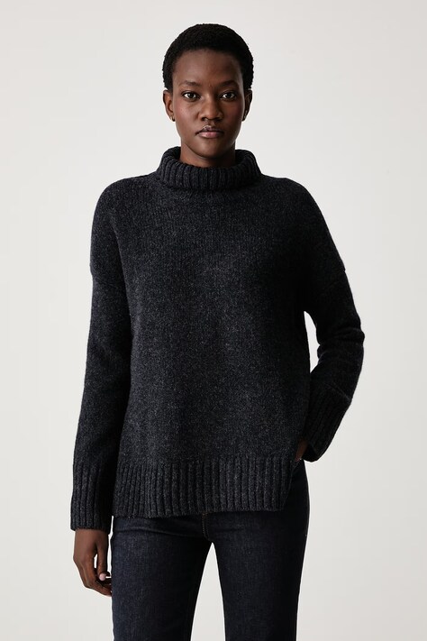 Zadig&Voltaire Golf damski wełniany z dodatkiem kaszmiru BLEEZA czarny KWSW03007