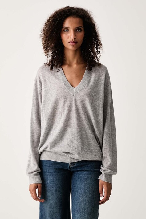 Zadig&Voltaire Pulover za žene od kašmira SWYNY sivi KWSW02973