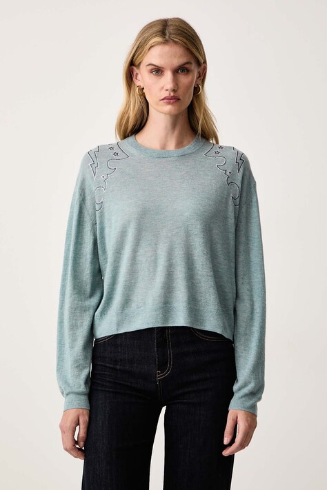 Zadig&Voltaire Sveter dámsky kašmírový SWAPY modrý KWSW03032