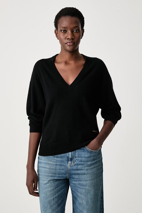 Zadig&Voltaire Sweter damski z dodatkiem wełny i kaszmiru SOULU czarny KWSW03072