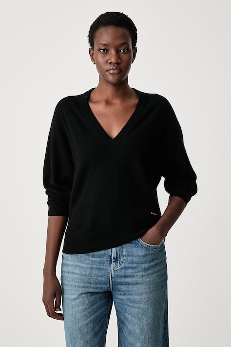 Zadig&Voltaire Πουλόβερ γυναικείο με προσθήκη μαλλιού και κασμίρ SOULU μαύρο KWSW03072