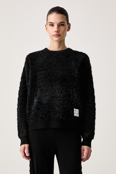 EA7 Emporio Armani Sweter lounge damski z dodatkiem wełny czarny AF26685.7W001559