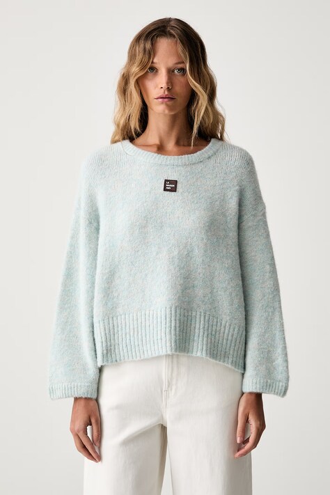 American Vintage sweter damski z wełną turkusowy EAST18V