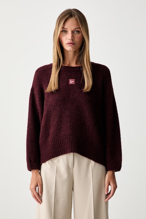American Vintage sweter damski z wełną bordowy EAST18V