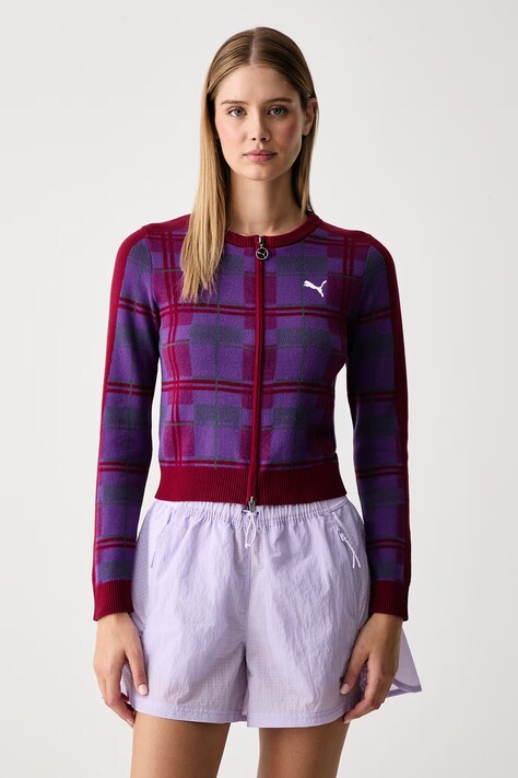 Puma Kardigan damski z bawełną T7 bordowy 636624