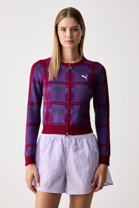 Puma Kardigan damski z bawełną T7 bordowy 636624