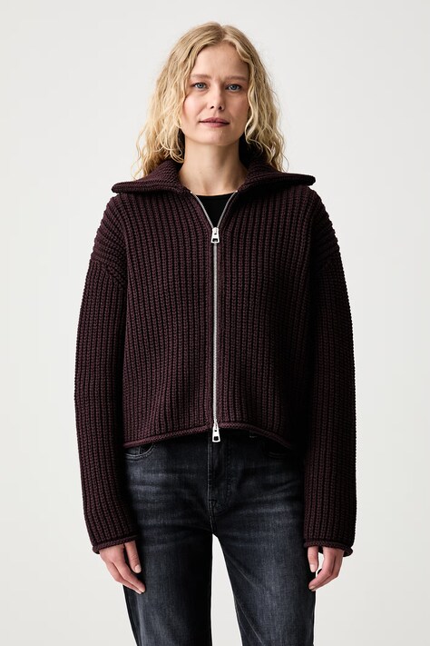 Marc O'Polo sweter rozpinany damski bawełniany bordowy 5000012278