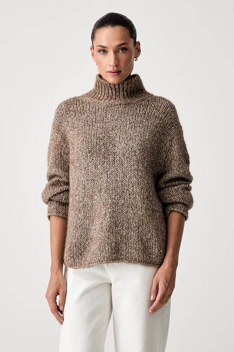 Marc O'Polo Sweter damski z dodatkiem wełny brązowy 5000012077