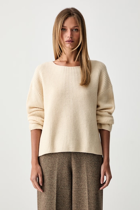 Marc O'Polo sweter damski z wełną beżowy 5000012064
