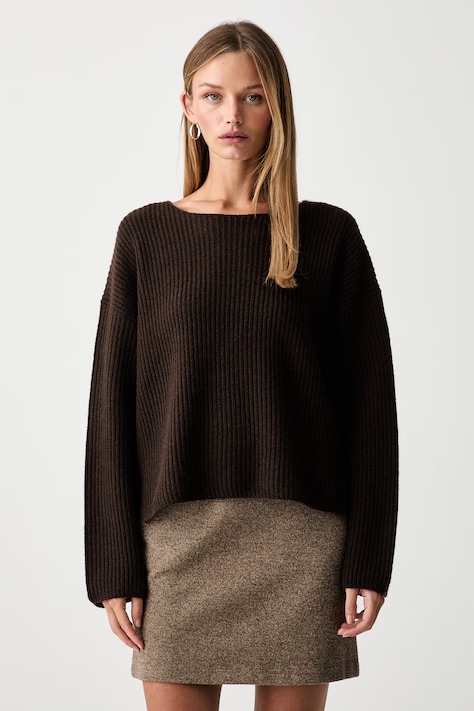 Marc O'Polo sweter damski z wełną brązowy 5000012064