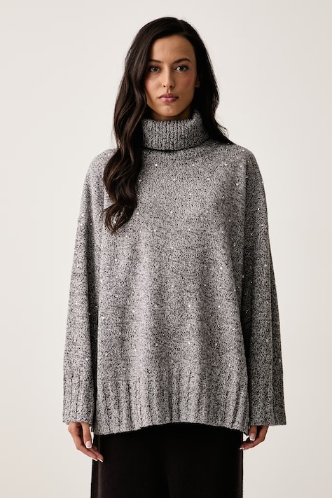 Pinko Sweter damski z dodatkiem wełny szary 107337 A3GD