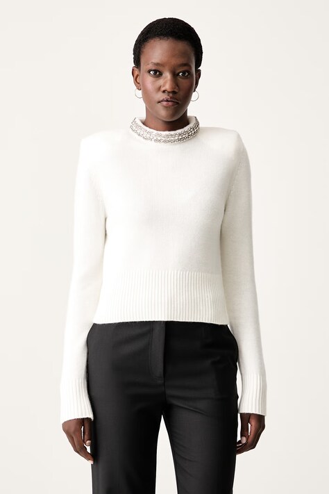 Pinko sweter damski z dodatkiem wełny beżowy 107274 A3GI