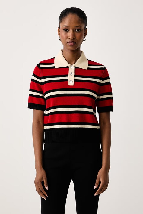 Pinko Pletena polo majica za žene od vune crvena 105450 A3G1