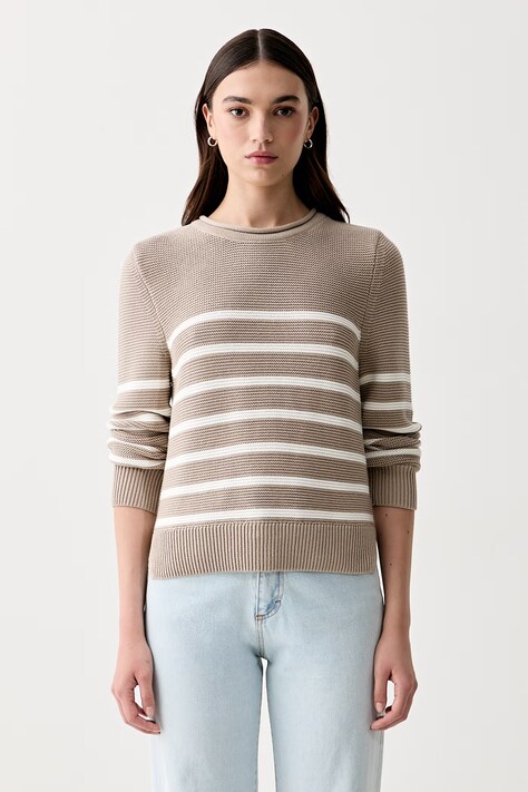 Barbour sweter damski bawełniany Hinton beżowy LKN1776