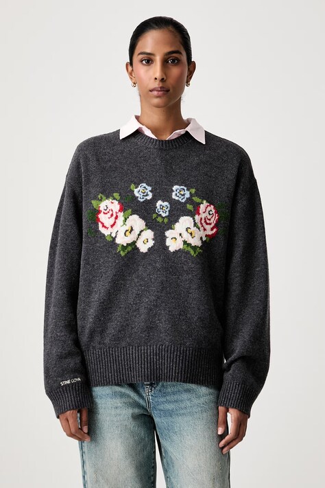 Stine Goya Sweter damski z wełną szary SG-AW26-K099-2469