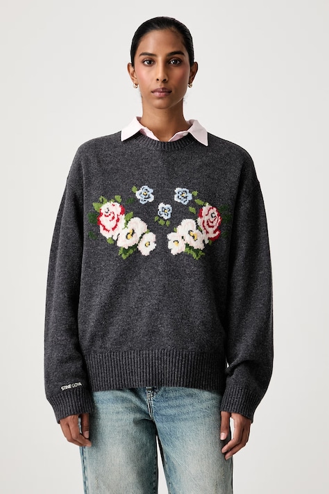 Stine Goya Sweter damski z wełną szary SG-AW26-K099-2469