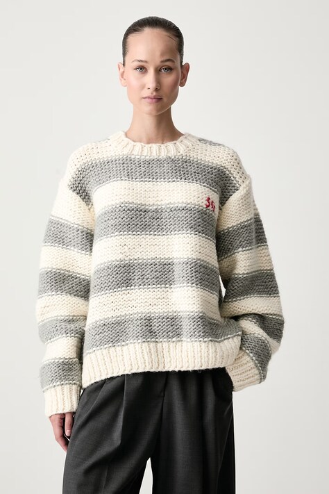 Stine Goya Sweter damski wełniany szary SG-AW26-K072-2497S