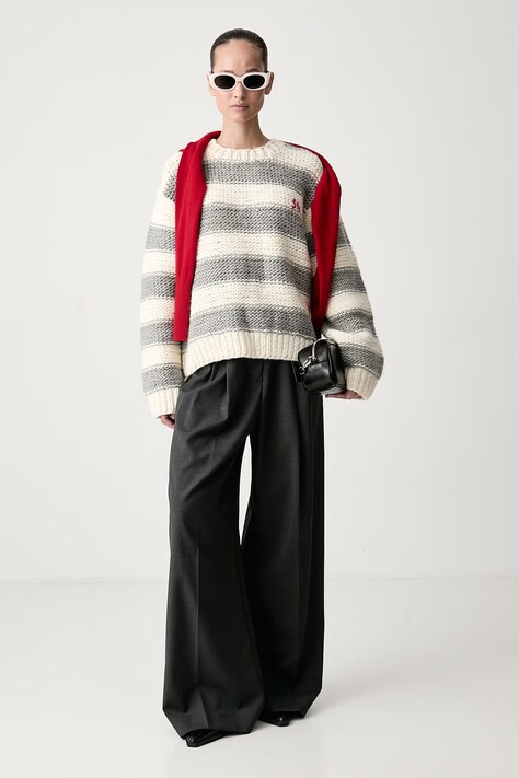 Stine Goya Sweter damski wełniany szary SG-AW26-K072-2497S